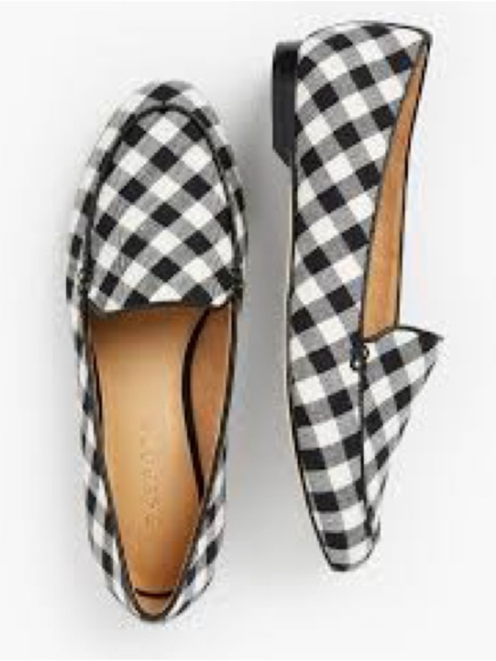 Talbots Buffalo Plaid Ryan Loafers Black White Gingham Flats Memory Foam 8M